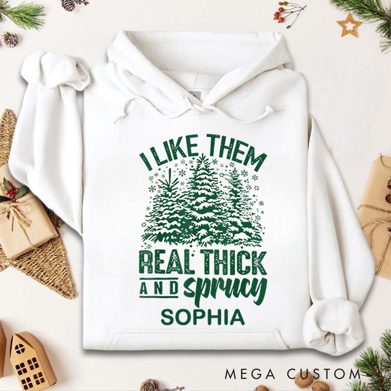 Personalized Thick and Spruce Christmas Trees with Fun Text Christmas Hoodies