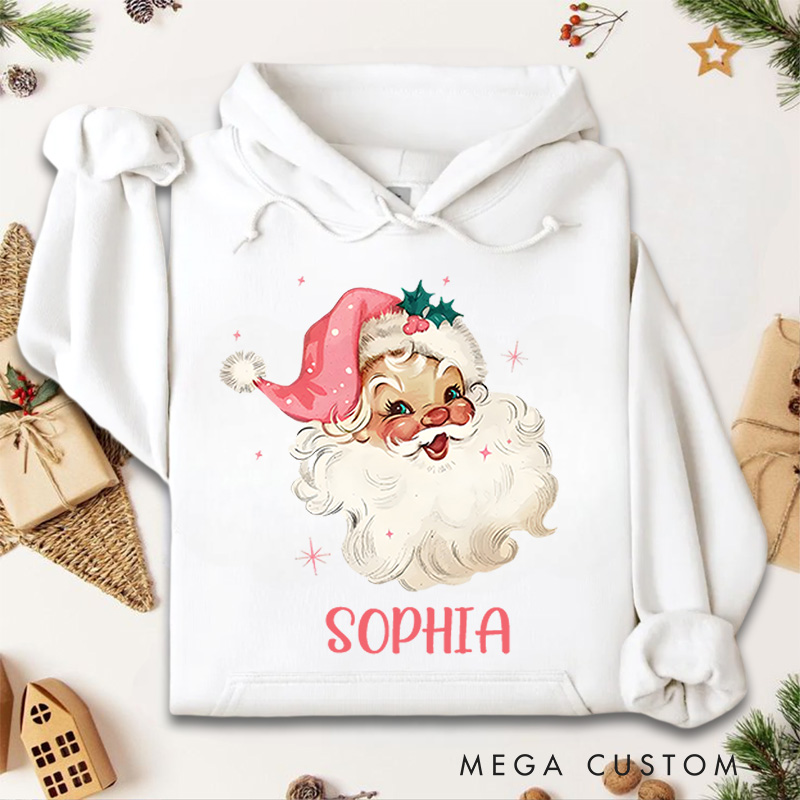 Personalized Cheerful Santa with Festive Expression Christmas Hoodies