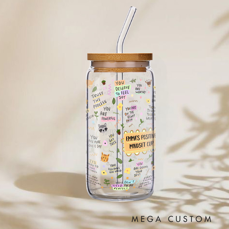 Personalized Positive Mindset Cup Inspiring and Uplifting Design Glass for Daily Motivation Glasse Cup