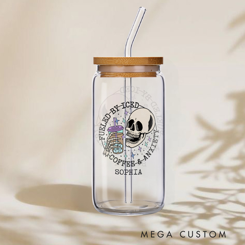Personalized Skeleton and Floral Anxiety Glass for Gothic and Aesthetic Design Creative Glasse Cup