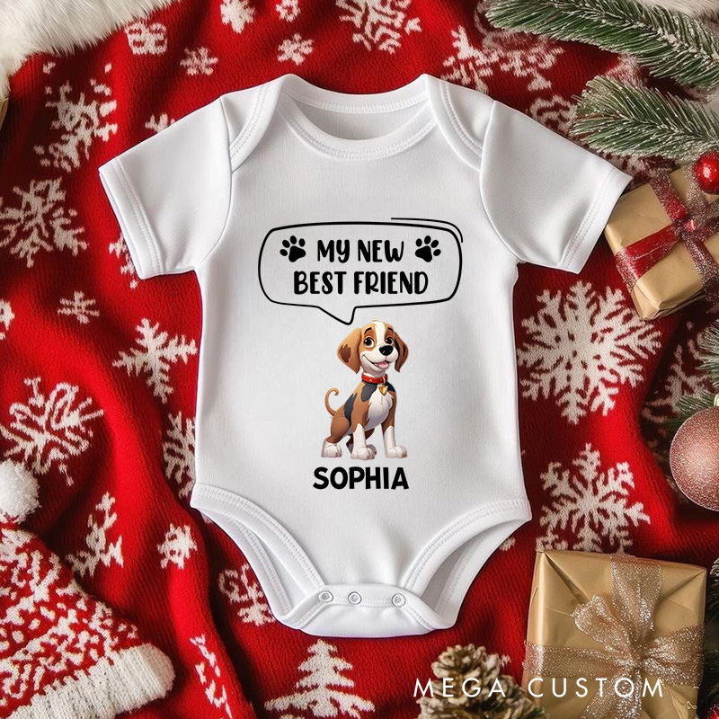 Personalized Our New Best Friend Baby Onesie