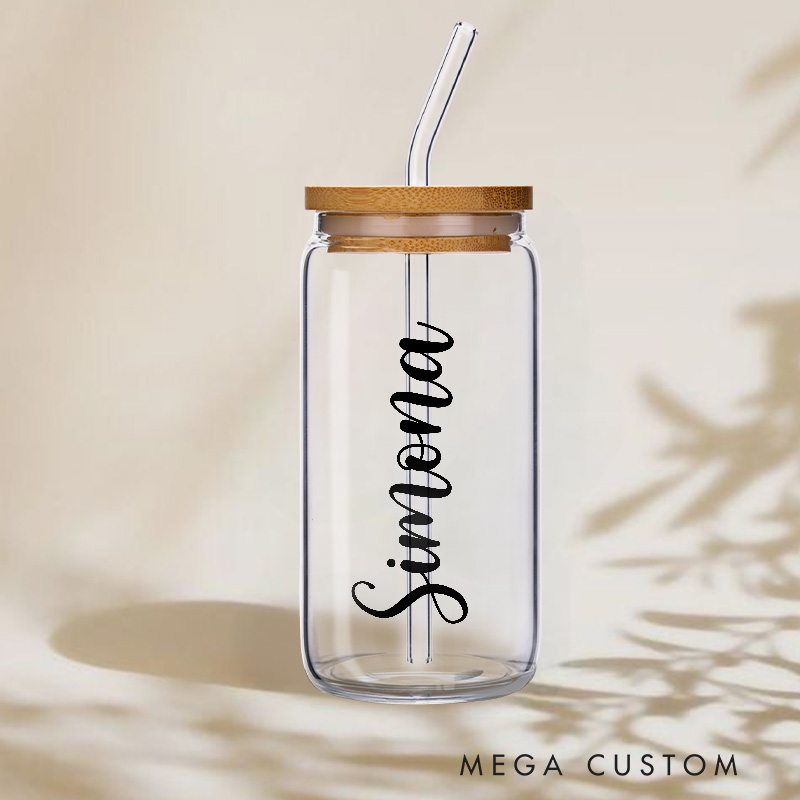 Personalized Modern Script Name Glass for Simple and Stylish Everyday Use Elegant Glasse Cup
