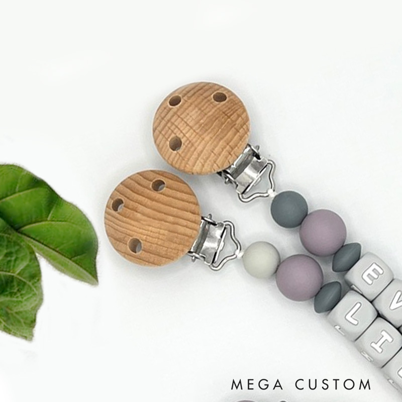 Personalized Baby Name Bead Soother Holders Pacifiers and Clips Baby Gift