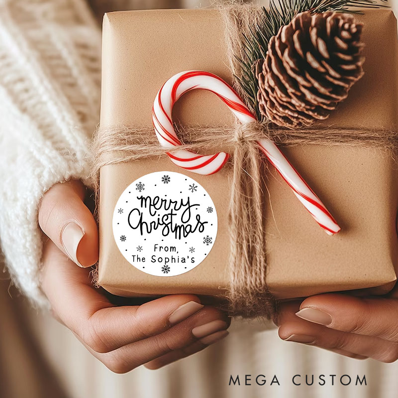 Personalized Elegant Snowflake Family Holiday Greetings Christmas Gift Tags