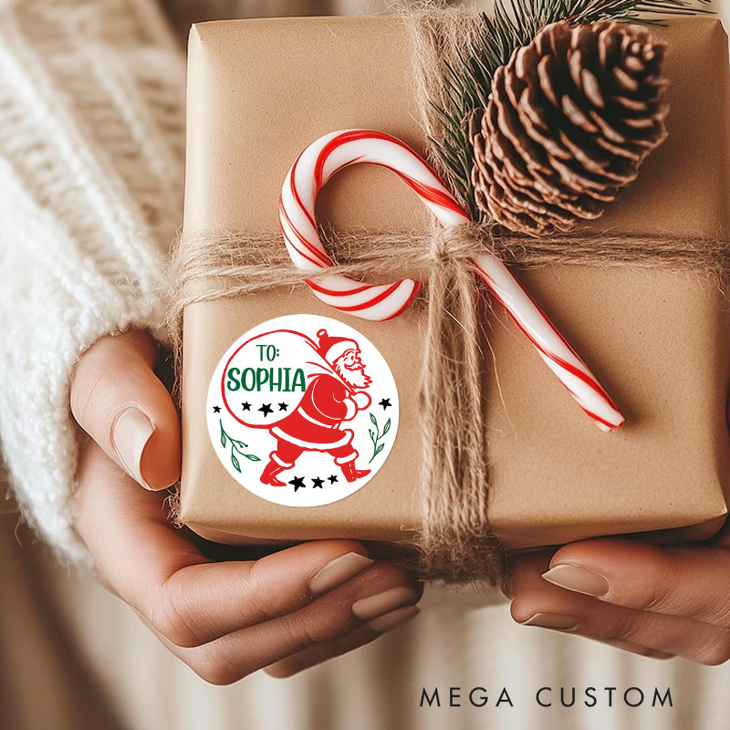 Personalized Classic Santa Delivers Festive Cheer to XX Christmas Gift Tags