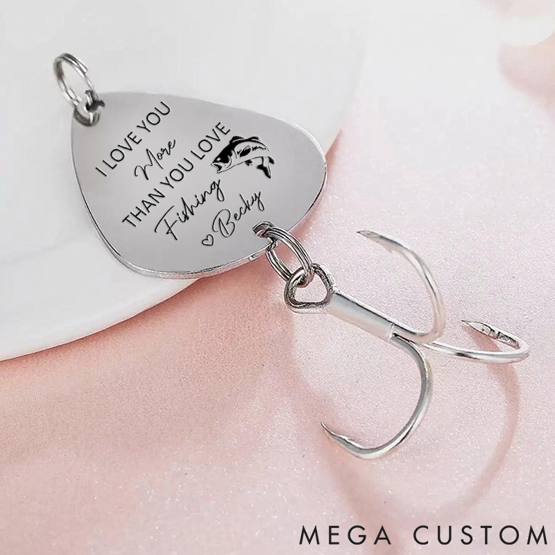 Personalized Fishing Gift Boyfriend and Husband Gift Fishing Keychain Fisherman Keychain Fish Hook Anniversary Gift Funny Couple Initial