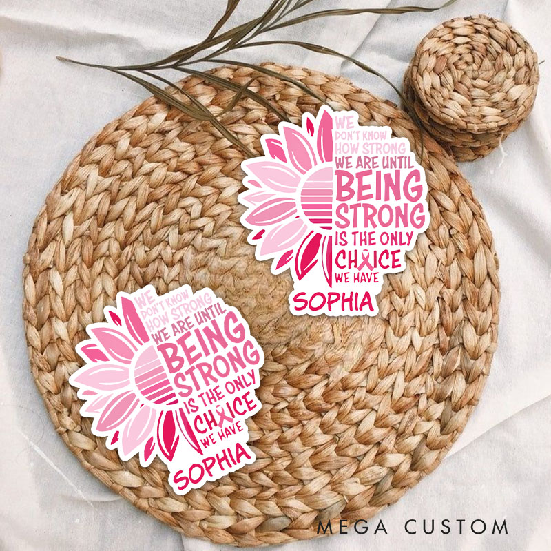 Personalized Sunflower Sticker with Inspirational Quote for Breast Cancer Strength and Positivity Stickers