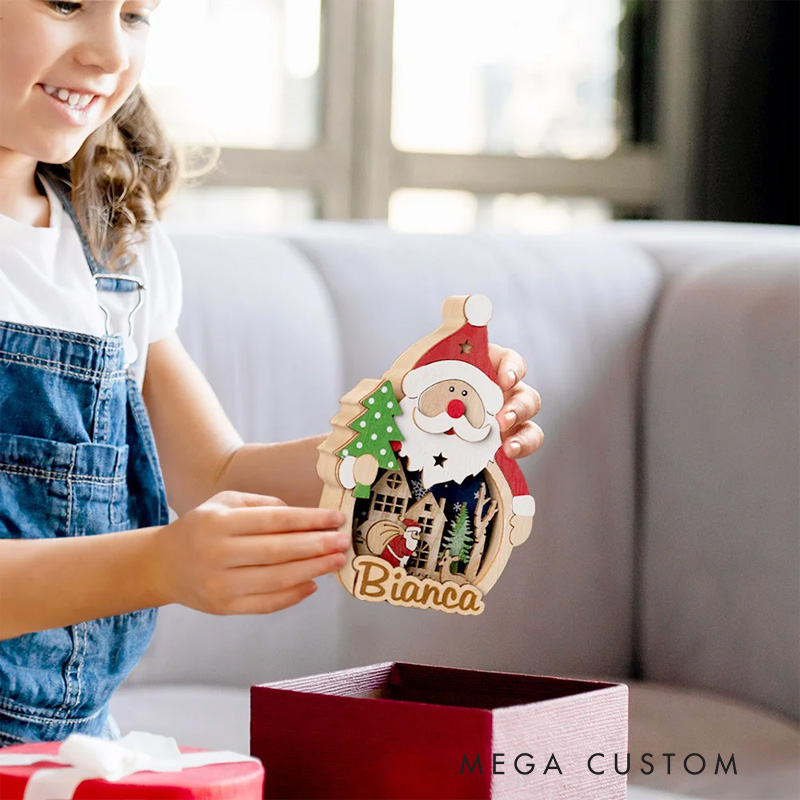 Personalized Santa Claus Snowman LED Ornament with Name Home Decor Christmas Gift for Family Friends Baby Kids