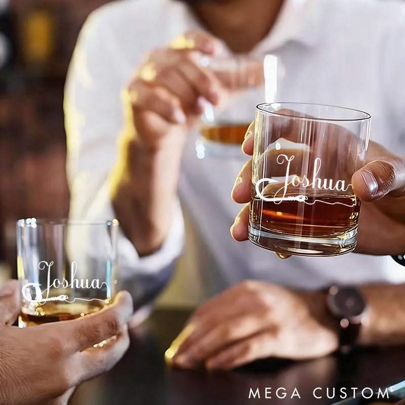 Personalized Fishing Hook Glass Etched Rocks Glasses Bourbon Whiskey Scotch Glasses Fisherman Glass Old Fashioned Glass Unique Gift for Fishing Lover