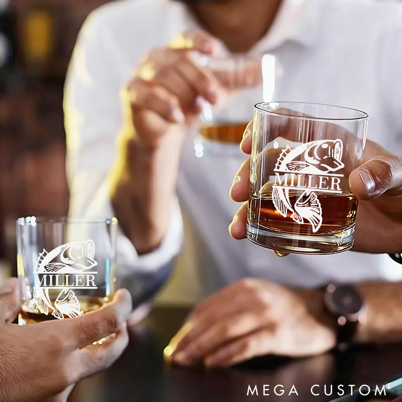 Personalized Fishing Hook Glass with Fish Design Custom Name Unique Gift for Anglers Fishermen and Outdoor Enthusiasts