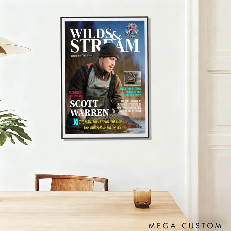 Personalized Fishing Magazine Cover Fishing Gifts for Men Fishing Dad Gift Funny Fisherman Gift Unique Gift for Fishing Enthusiasts and Outdoor Decor