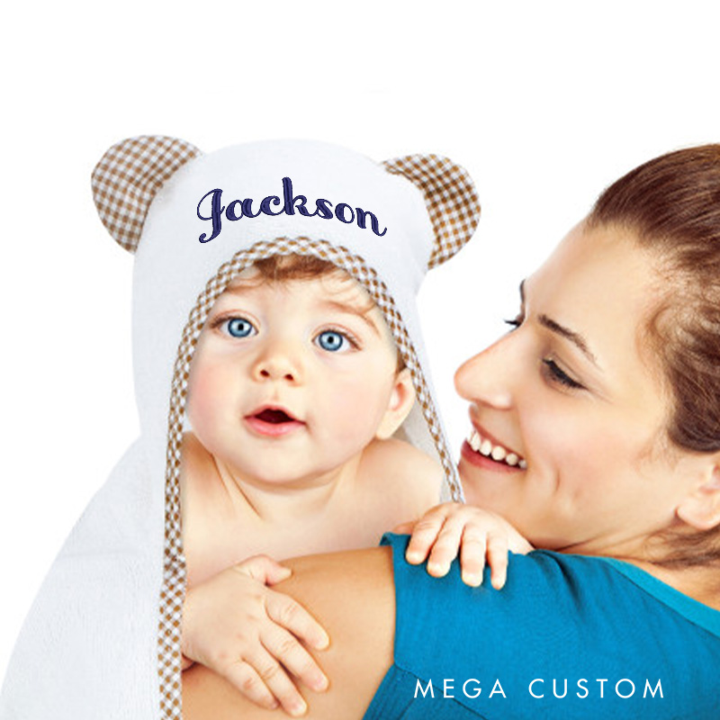 Personalized Ears Baby Towel for Infants with Soft Cotton Material and Custom Name Embroidery