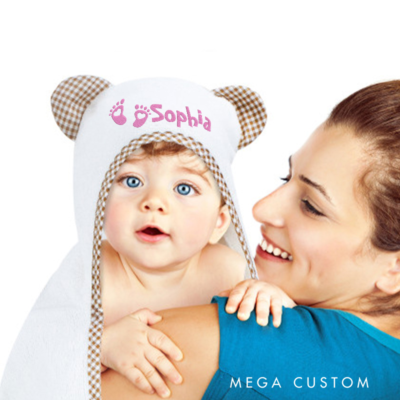 Personalized Baby Towel for Kids with Fun Ear Details and Soft Fabric Perfect for Bath Time