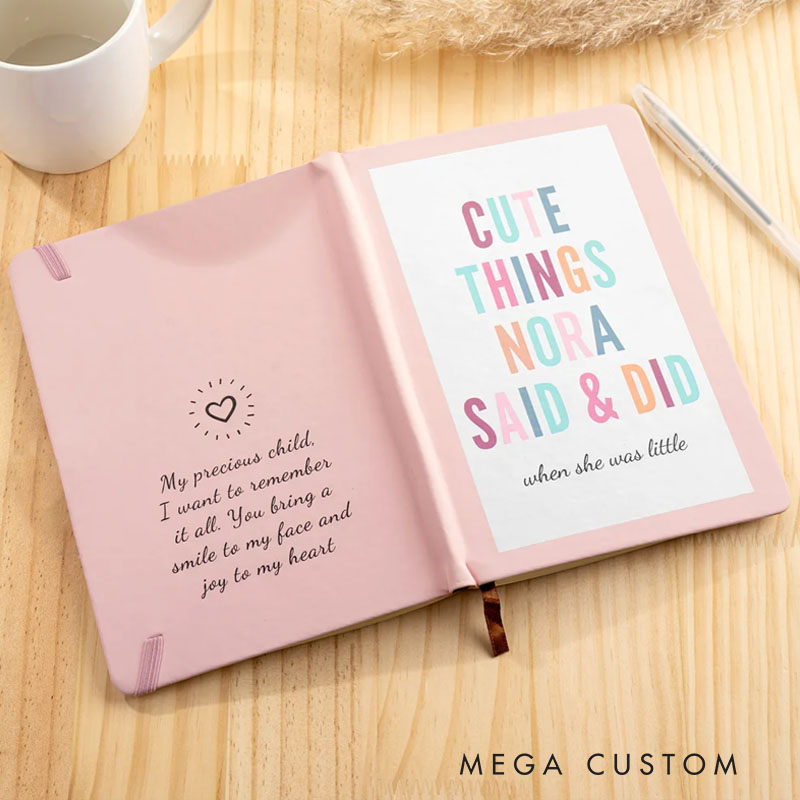 Personalized Cute Things My Kids Said & Did Memory Journal Notebook with Name Childhood Record Book Baby Shower Gift for New Parents