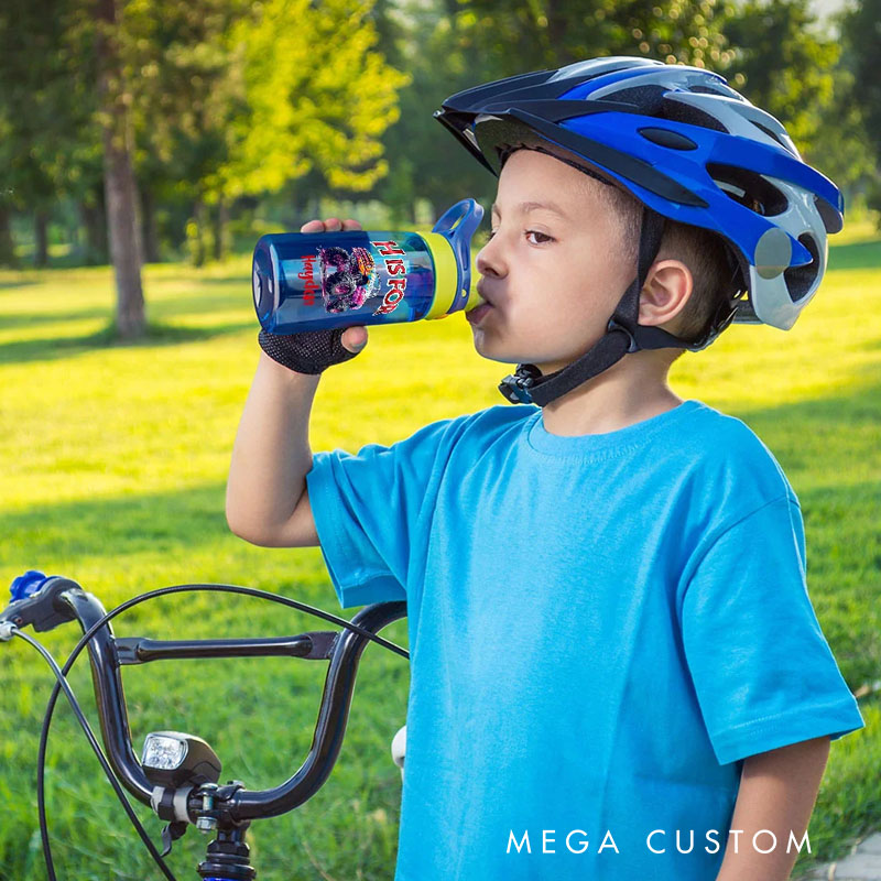 Personalized Extreme Stunt Truck 16 oz Kid Water Bottle with Straw Initial and Name Birthday Back to School Gift for Boys Girls