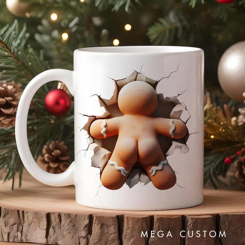 Personalized Snowman Surprise Mug with Festive Holiday Charm and Winter Delight 3D Inflated Effect Printed Mug