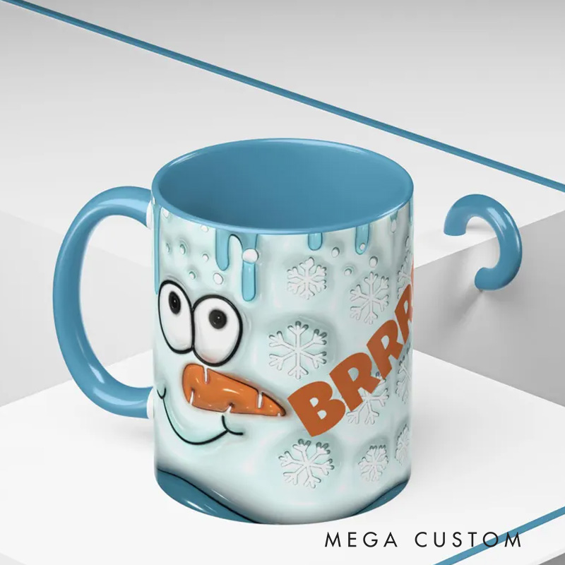 Personalized Name Frosty Fun Mug with Cheerful Snowman and Icy Winter Vibes 3D Inflated Effect Printed Mug Funny Christmas Gift