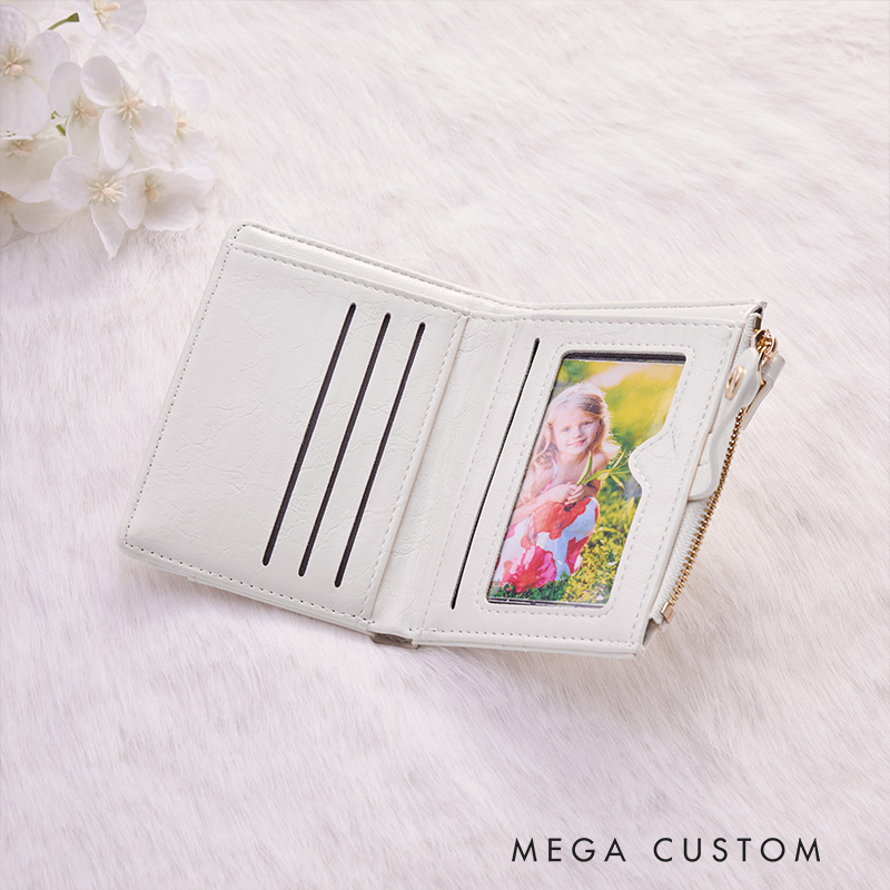 Personalized Floral Elegance Wallet with Delicate Blossom Illustration and Custom Name for Graceful Style Wallet
