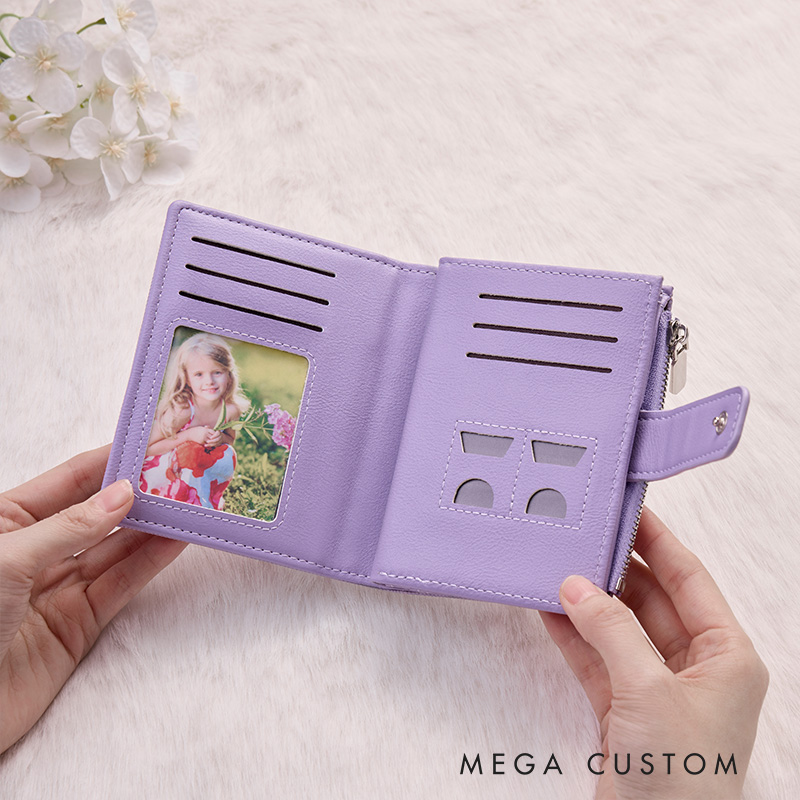 Personalized Chic Lavender Wallet with Delicate Floral Accents and Custom Name for Elegant Everyday Use Wallet
