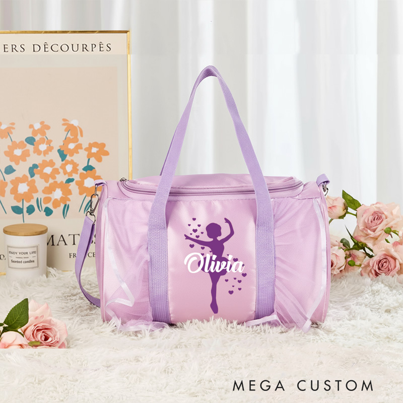 Personalized Ballet Silhouette Dance Bag for Girls Name Duffle Bag Pink Ballet Dance Bag Gymnastic Cheer Girls Christmas Gifts Back To School Gifts