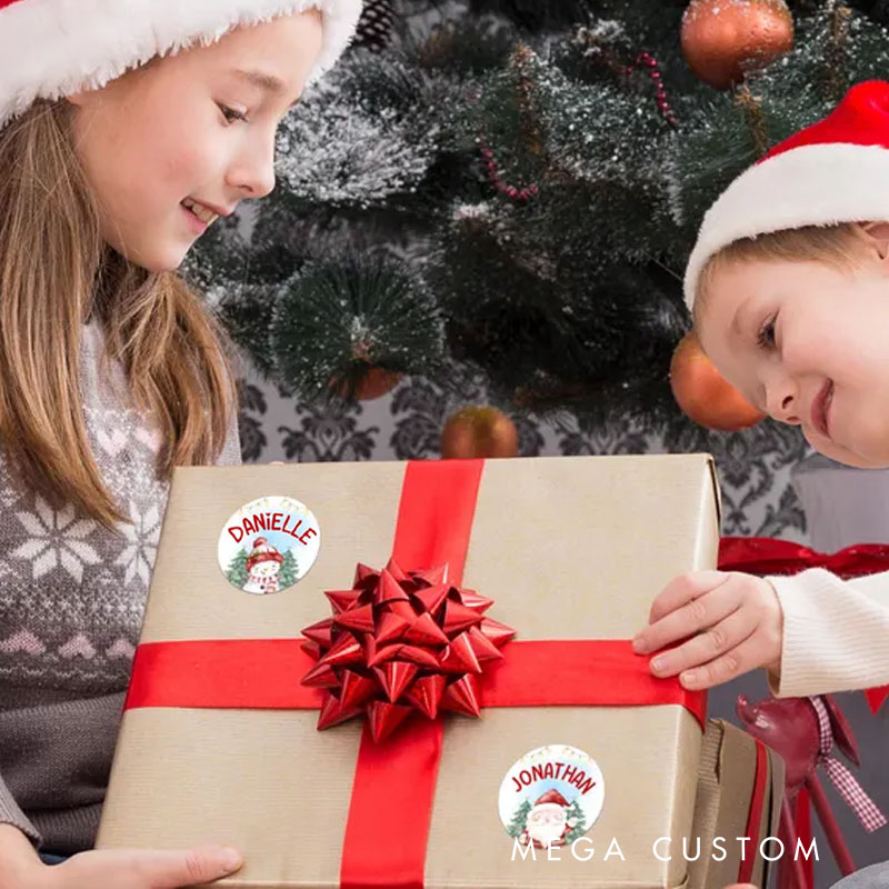 Personalized Festive Christmas Sticker with Custom Name for Joyful and Unique Gift Wrapping Christmas Sticker