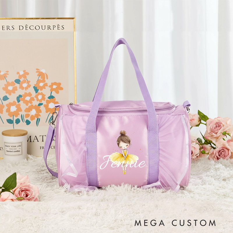 Personalized Ballerina Girl Dance Bag for Girls Name Duffle Bag Pink Ballet Dance Bag Gymnastic Cheer Girls Christmas Gifts Back To School Gifts