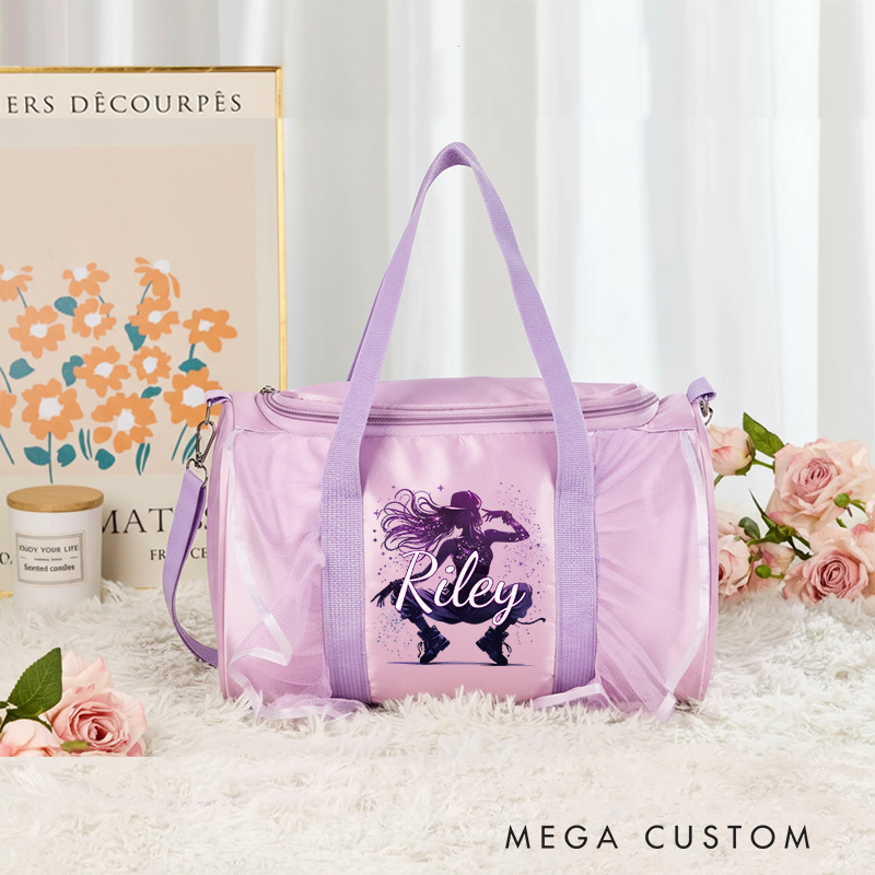 Personalized Ink Ballerina Dance Bag for Girls Name Duffle Bag Pink Ballet Dance Bag Gymnastic Cheer Girls Christmas Gifts Back To School Gifts