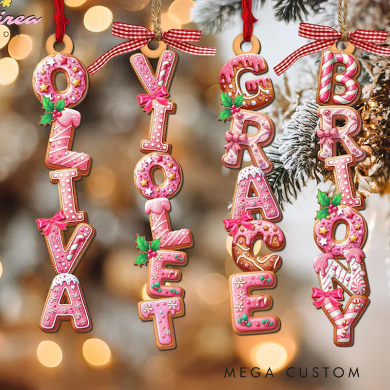 Personalized Name Christmas Ornament with Candy Cane Design and Festive Accents for Unique Holiday Decor Christmas Ornament