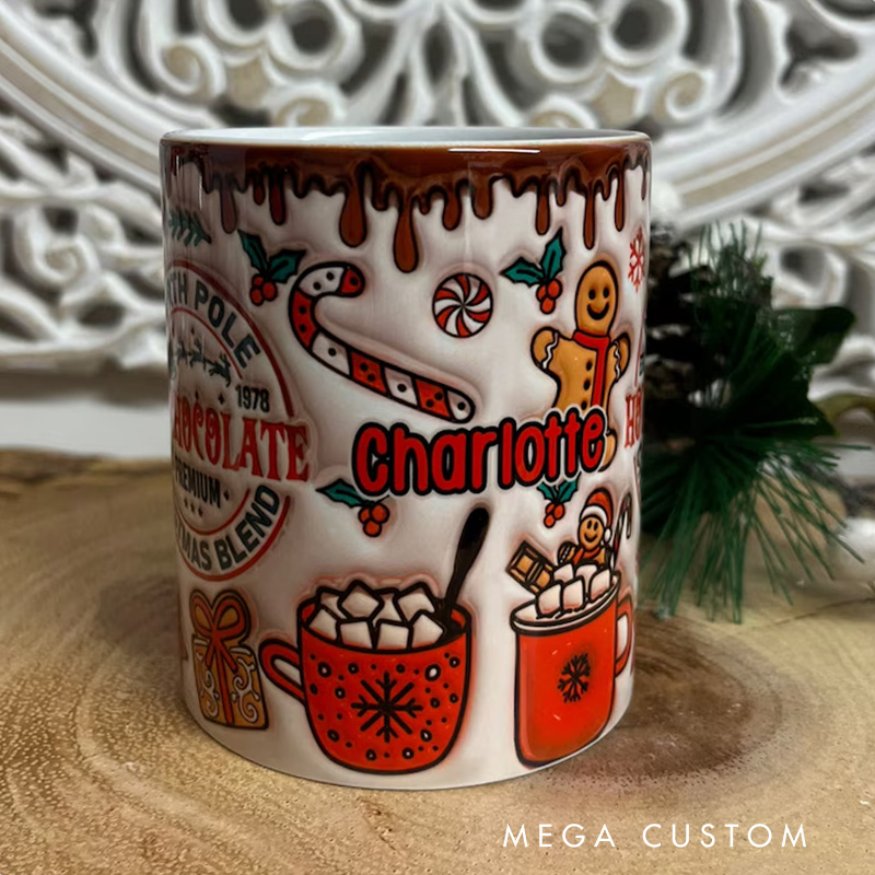 Personalized North Pole Hot Chocolate Mug with Festive Gingerbread and Holiday Accents for Cozy Winter Sips Mug