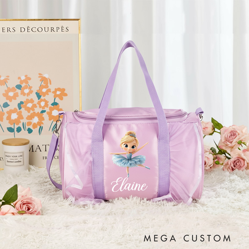 Personalized Classic Cartoon Ballerina Dance Bag for Girls Duffle Bag Pink Ballet Dance Bag Gymnastic Cheer Girl Christmas Gift Back To School Gift