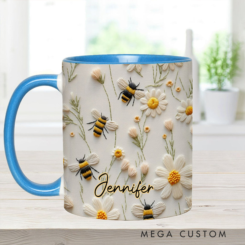 Personalized Bee Accent Mug Love Bees Gift for Kids Family