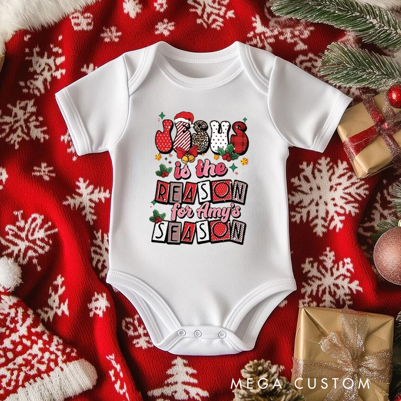 Personalized Baby Onesie and Special Christmas Baby Bodysuit with Jesu