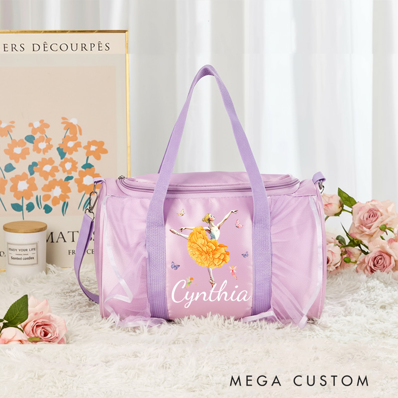 Personalized Birth Flower Ballet Girl Dance Bag for Girls Duffle Bag Pink Ballet Dance Bag Gymnastic Cheer Girl Christmas Gift Back To School Gift