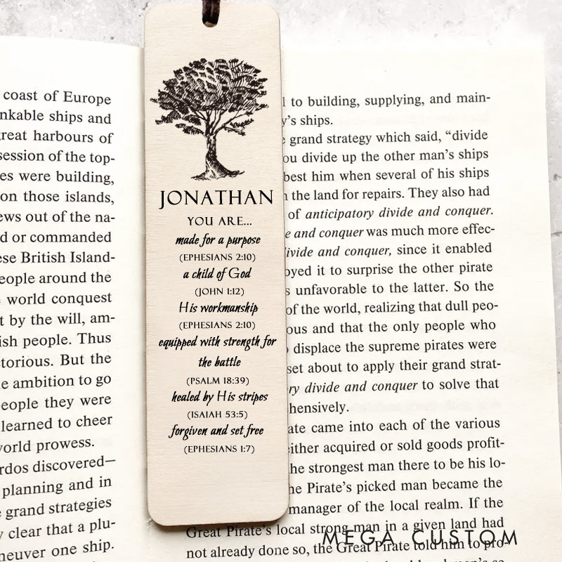 Personalized Wood Tree Bible Verse Bookmark with Name for Best Friend Christian Gift for Birthday Unique Gifts for Religious Christmas Gift Idea
