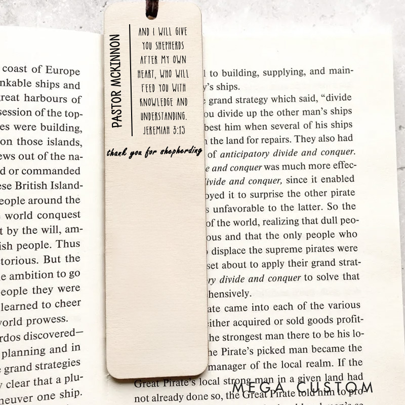 Personalized Pastor Gift Wood Bible Verse Bookmark with Name for Best Friend Christian Gift for Birthday Unique Gifts for Religious Christmas Gift Idea