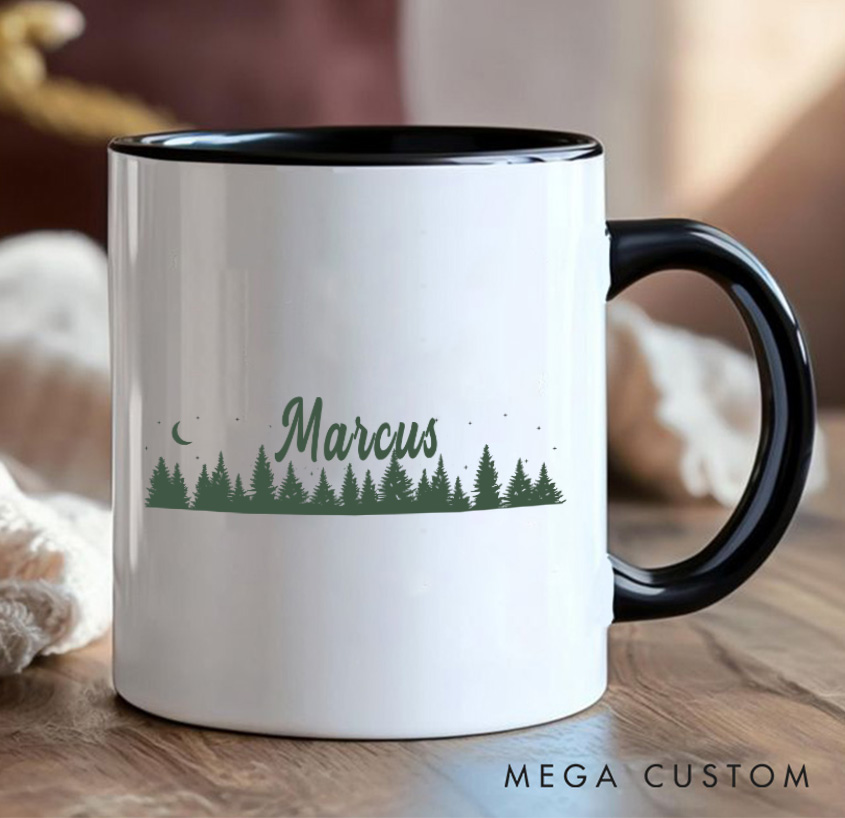 Personalized Campfire Forest Coffee Mug Camping Hiking Mug Gift for Travel Outdoors Lovers