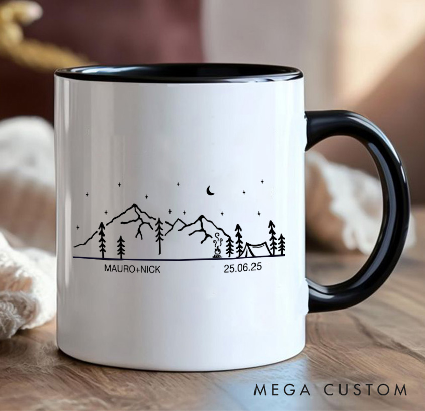 Personalized Camp Campfire Forest Mug Camping Hiking Mug Gift for Travel Outdoors Lovers