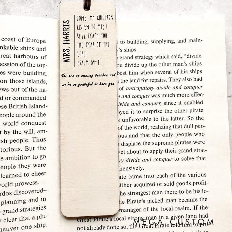 Personalized Teacher Appreciation Wood Bible Verse Bookmark with Name for Best Friend Christian Gift Unique Gifts for Religious Christmas Gift Idea