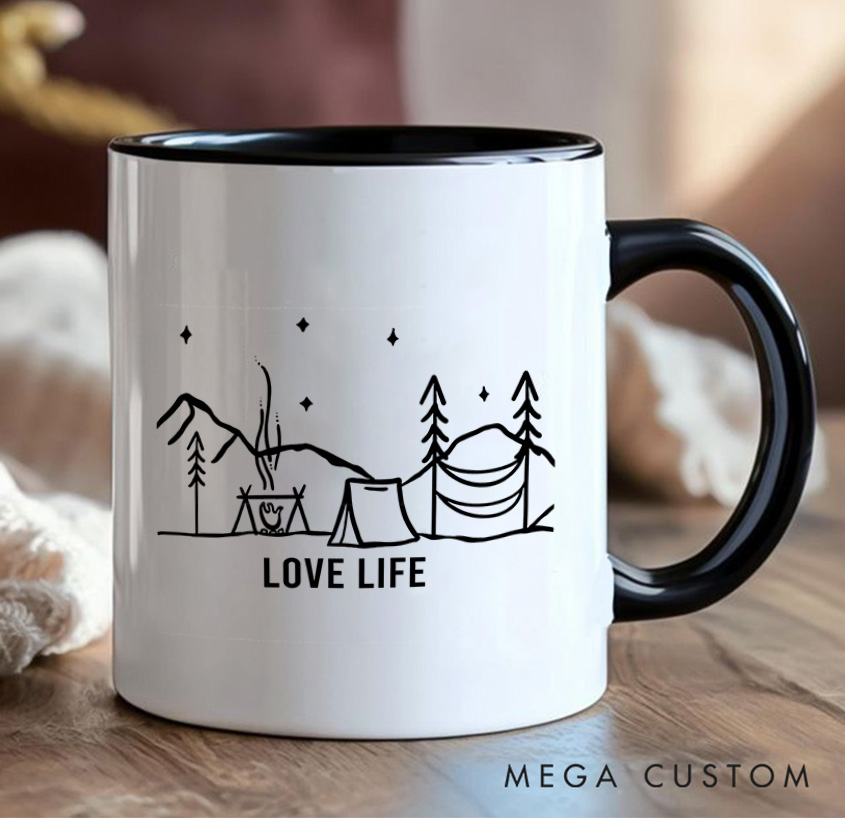 Personalized Couple Mountain Camping Mug Hiking Mug Gift for Travel Outdoors Lovers