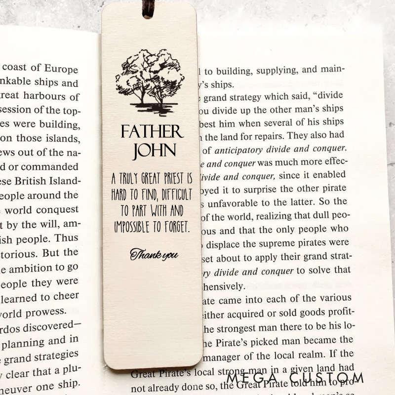 Personalized Pastor Gift Wood Bookmark with Name for Best Friend Christian Gift Unique Gifts for Religious Christmas Gift Idea