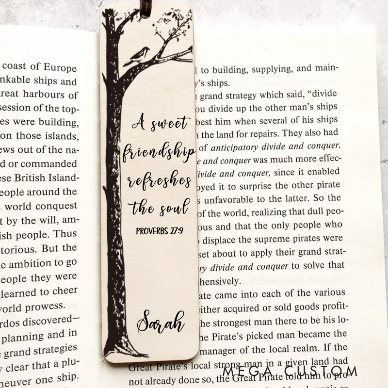 Personalized Wood Bookmark for Best Friend Proverbs 27 Christian Gift for Birthday Unique Gifts for Female Long Distance Book Lover Christian Gift