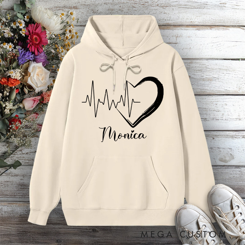 Personalized Hoodies for Nurse Heartbeat and Heart Symbol Design Hoodies International Nurse Day Gift