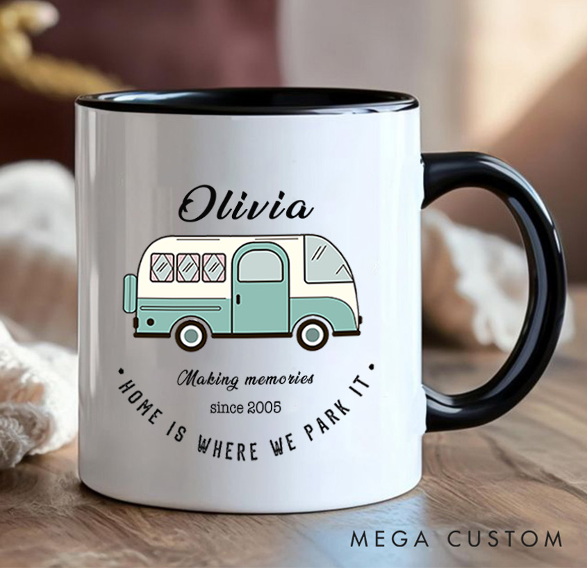 Personalized Camper Van Mug Mountain Adventurers Camping Hiking Mug Gift for Travel Outdoors Lovers