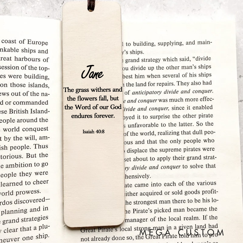Personalized Wood Isaiah 40:8 Christian Bookmark Christian Gift for Birthday Unique Gifts for Female Unique Gifts for Women Bible Verse Art