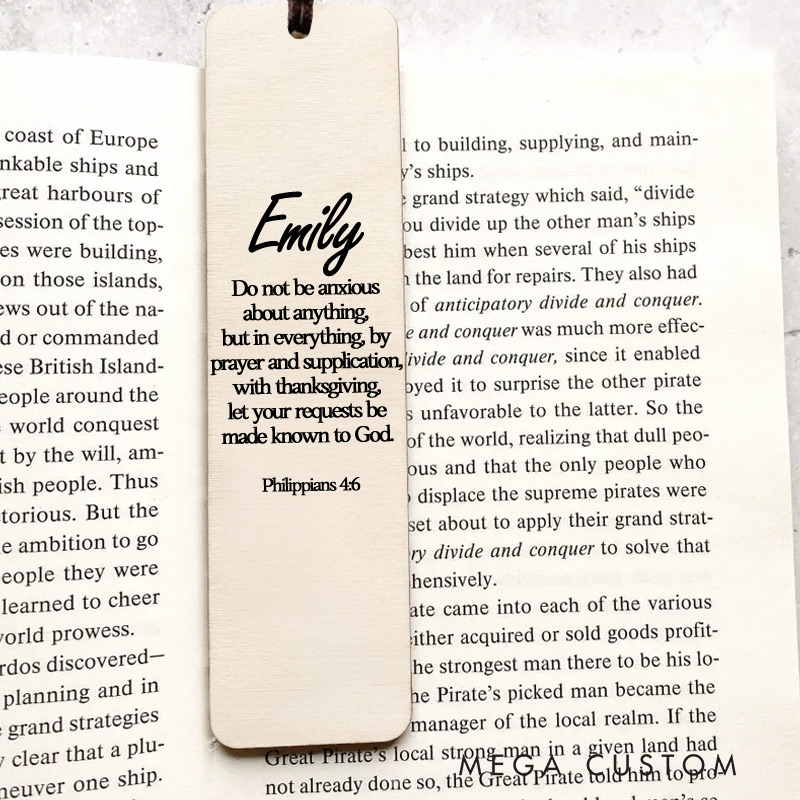 Personalized Wood Philippians 4:6 Christian Bookmark Christian Gift for Birthday Unique Gifts for Female Unique Gifts for Women Bible Verse Art