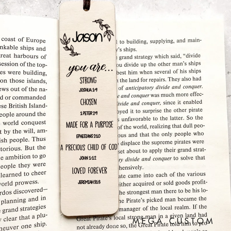 Personalized Wood Cross Engraved with Scripture and Custom Name Christmas Gift Faith Gift Bible Quote Bookmark Unique Gifts for Religious