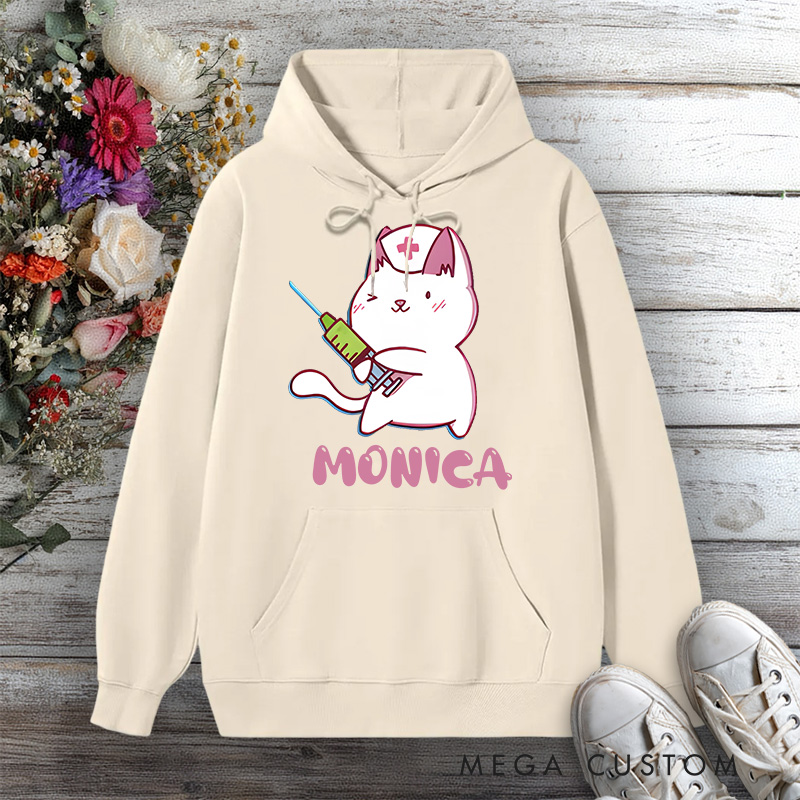 Personalized Hoodies for Nurse Cat Cute and Caring Design Hoodies International Nurse Day Gift