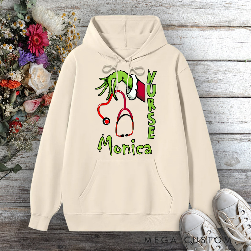 Personalized Hoodies for Nurse Grinch Nurse Holiday Care Design Hoodies International Nurse Day Gift