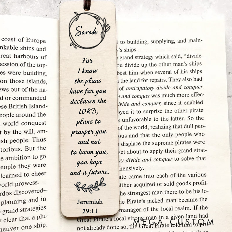 Personalized Wood Christian Bible Verse Bookmark Engraved with Scripture and Custom Name Christian Gifts for Women Unique Gifts for Religious