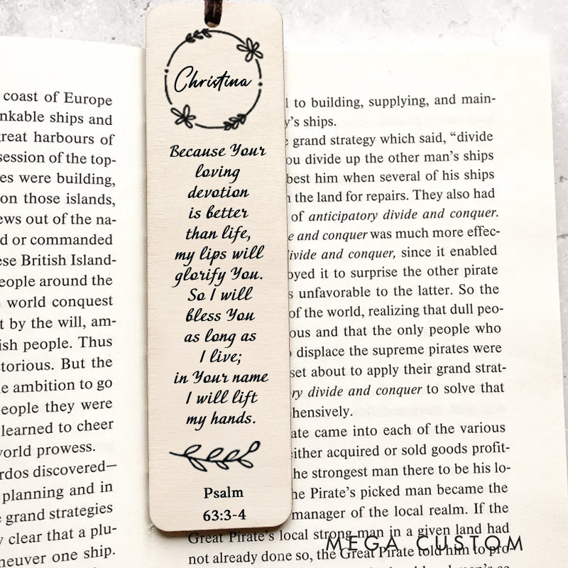 Personalized Wood Devotion Bible Verse Bookmark Engraved with Scripture and Custom Name Christian Gifts for Women Unique Gifts for Religious